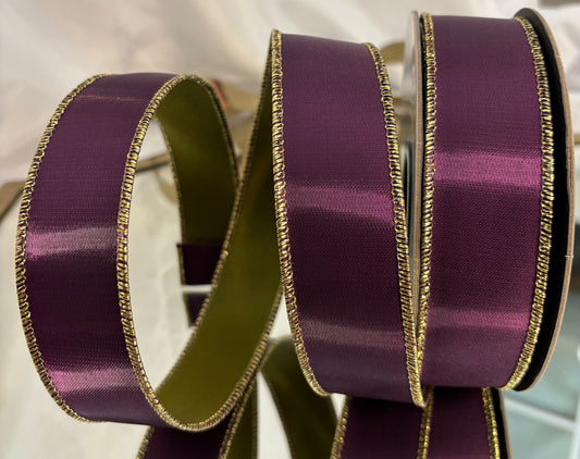 Aubergine & Green / Satin / Double-Sided