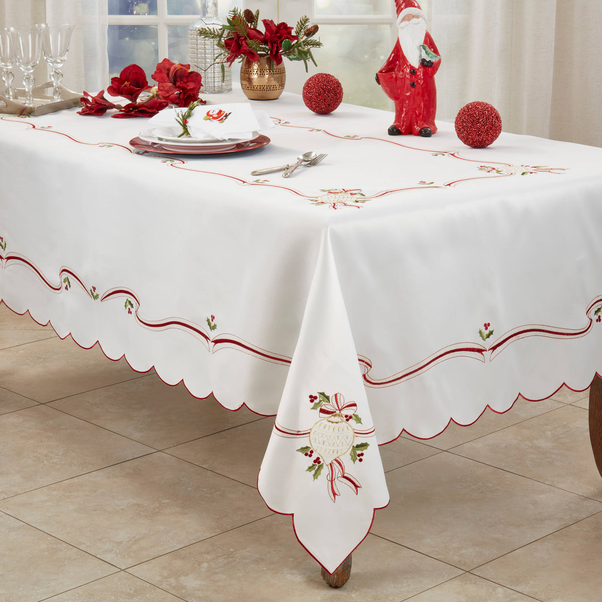 Embroidered Christmas Tablecloth