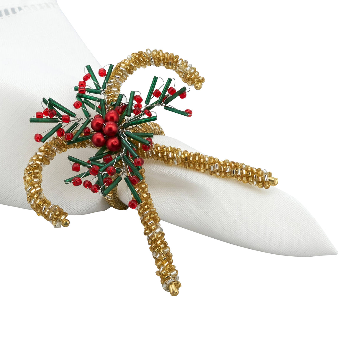 Beaded Candy Cane Napkin Ring