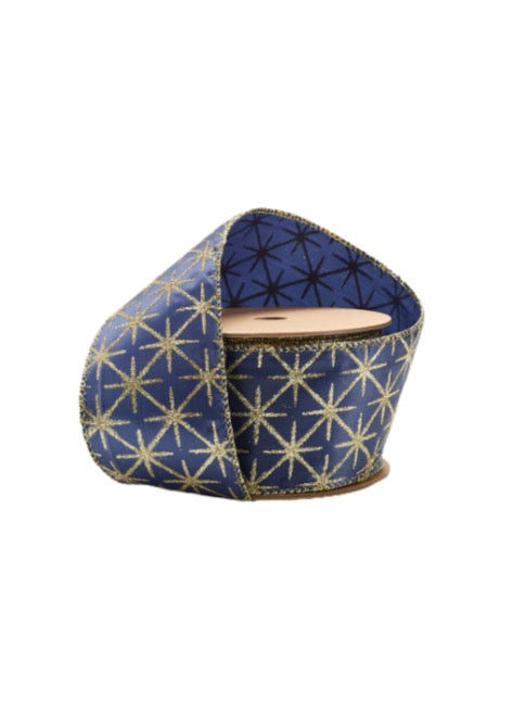 2.5"x10 yards/Gold Stars + Navy