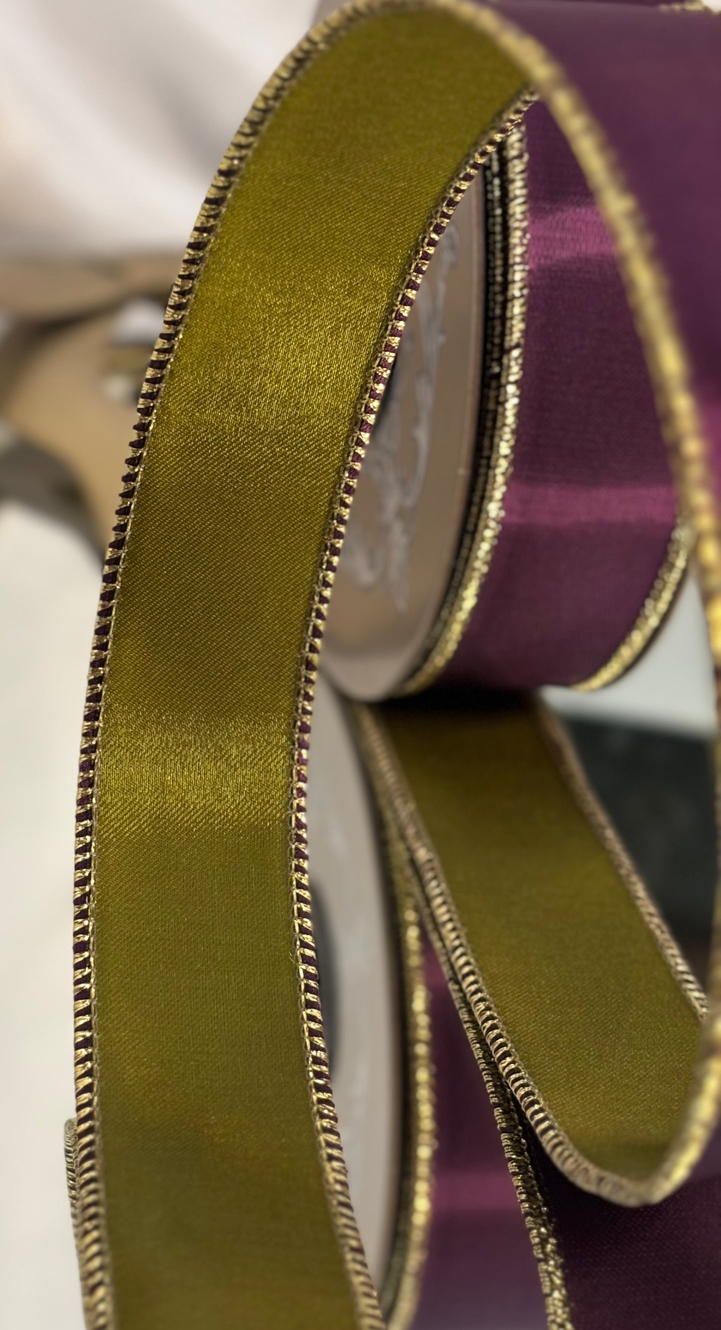 Aubergine & Green / Satin / Double-Sided