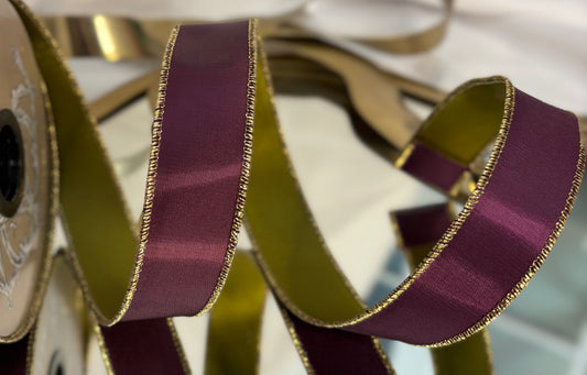 Aubergine & Green / Satin / Double-Sided