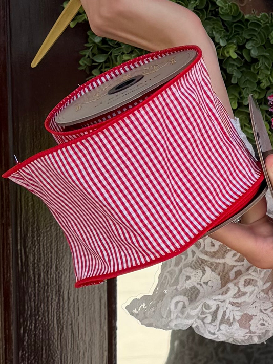 Red Gingham Wired Ribbon