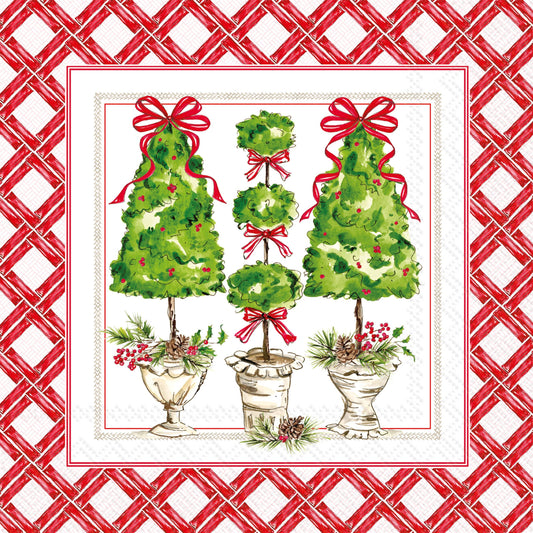 Paper Cocktail Napkins 20ct Holly Topiary Christmas